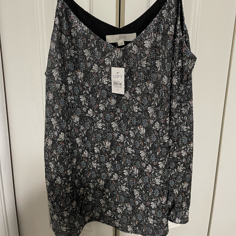 Loft metallic floral sleeveless top size medium